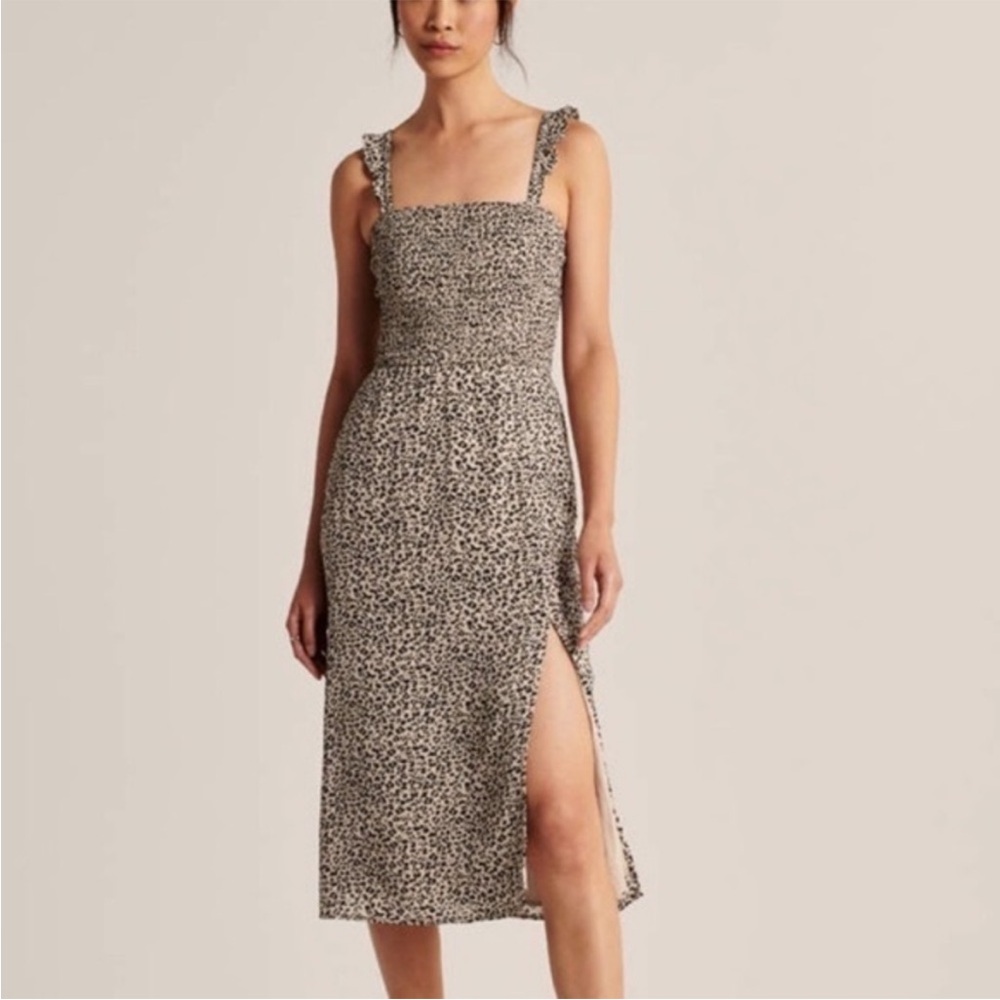 NWT Abercrombie & Fitch small leopard print midi dress cocktail animal print